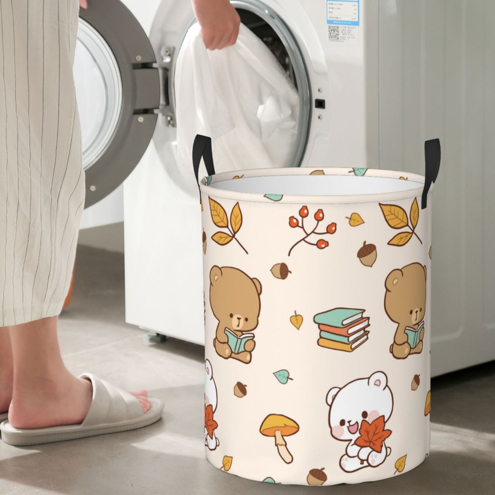 Large Round Storage Basket, Cute Collapsible Laundry Basket Organizers and  Storage Bins Foldable Dirty Clothes Basket Waterproof Nursery Hamper Canvas  Fabric - China Laundry Bag, Toy Storage Bag