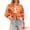 Orange, variant on DARING DIVA Women's Boho Floral Blouse Shirt Lantern Long Sleeve Button Down XS Orange