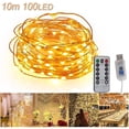 thumbnail image 1 of Usb Led String Lights 10m 100 Led Copper Wire Remote Control Waterproof Ip65 Mood Lights String Lights - Warm White---limenda, 1 of 5