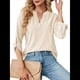 thumbnail image 3 of Blusas Elegantes e Informales para Mujer, Camisetas de 3/4 con Cuello en V y Mangas Enrollables. Albaricoque XL, 3 of 10