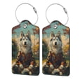 thumbnail image 5 of Rocae Forest Maple Leaf Husky for Leather Luggage Baggage Tags ID Label Privacy Cover ID Label with Stainless Steel Loop and Address Card, 5 of 5
