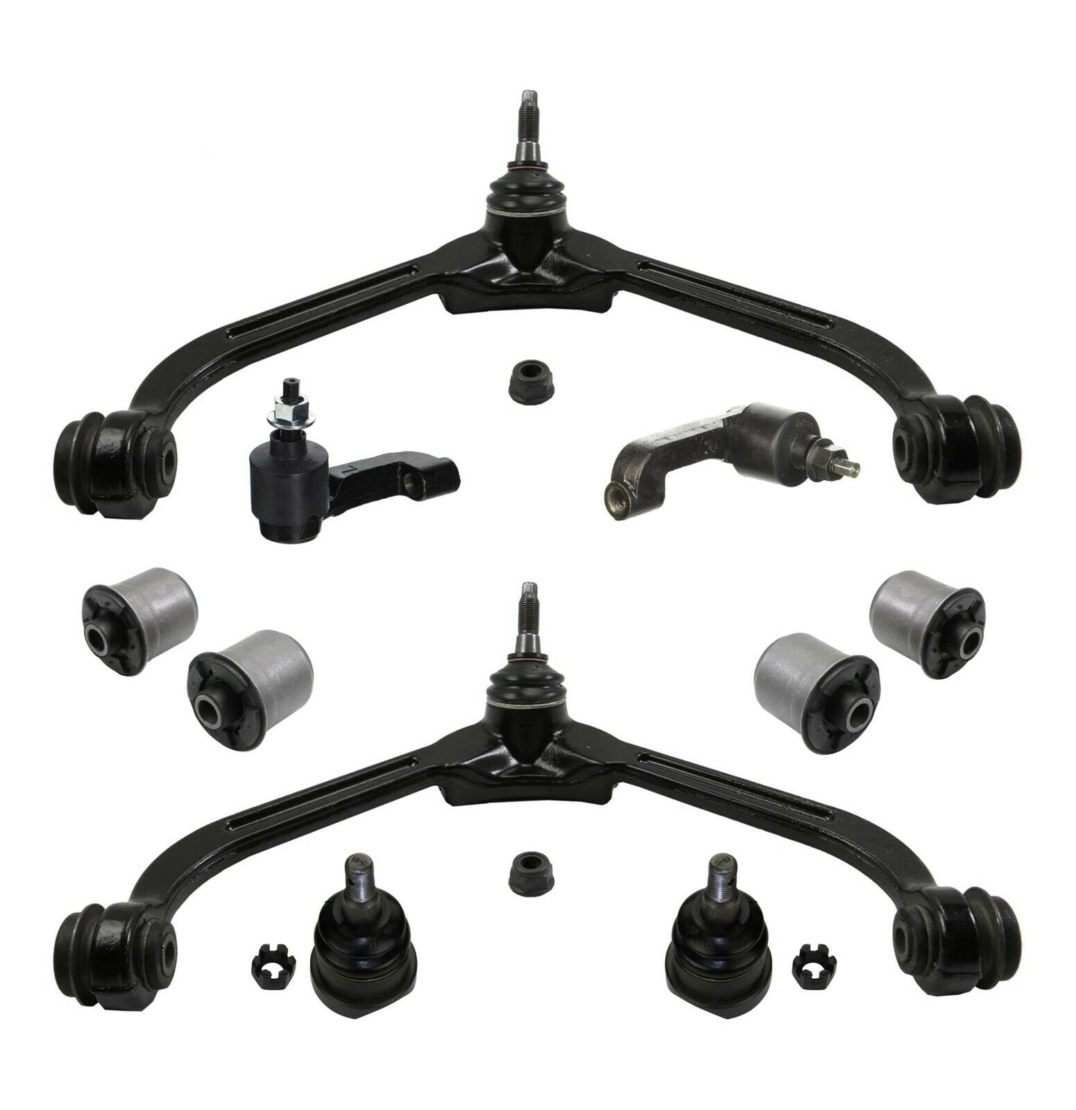10 Pc Front Suspension Kit Upper Control Arm with Ball Joints, Outer