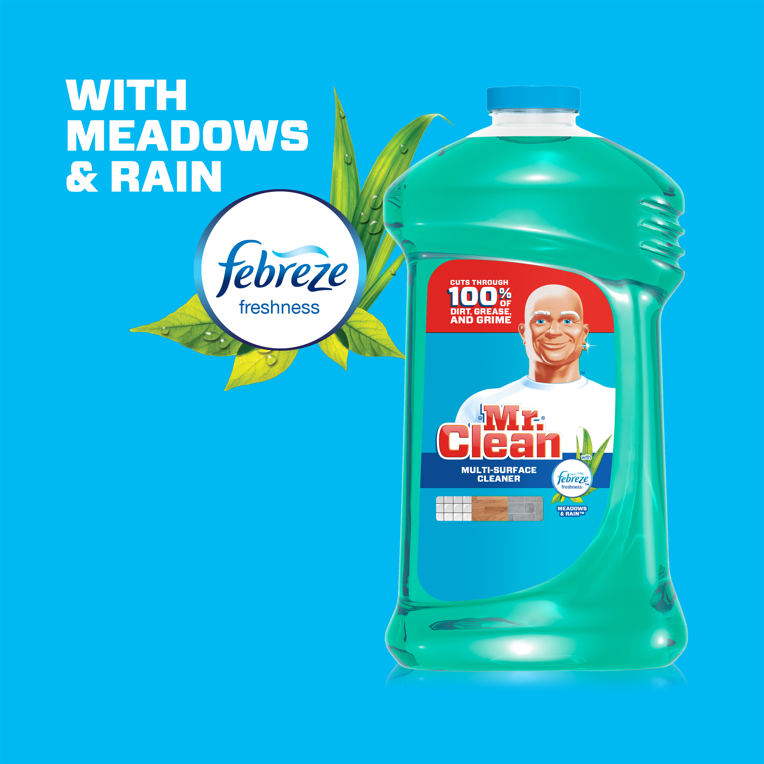 Mr. Clean Multi-Surface Cleaner with Febreze Freshness, Meadows & Rain, 128 fl oz - image 4 of 6