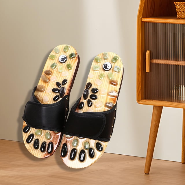 2 zapatillas de de pies, sandalias, zapatos de ajustables multiusos, guijarros 245mm negro