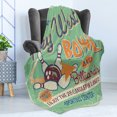 thumbnail image 4 of Vintage Soft Flannel Fleece Throw Blanket, Retro Bowling Game Night with Abstract Background Words Image, Cozy Plush for Indoor and Outdoor Use, 60" x 80", Fern Green Burgundy, by Ambesonne, 4 of 5
