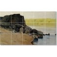 thumbnail image 1 of Ceramic Tile Mural-Wilhelm Kuhnert Waterfront Painting 377. 21.25" w x 12.75" h using (15) 4.25 x 4.25 ceramic tiles, 1 of 3