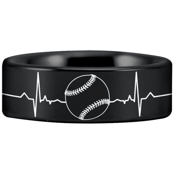 Tungsten Baseball Lifeline Ring