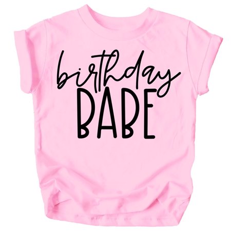 

Olive Loves Apple Birthday Babe All Ages Birthday Shirt for Girls Black on Pink Shirt 3T