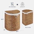 thumbnail image 3 of Best Choice Products Half Moon Laundry Hamper w/ Lid, Half Round Laundry Basket, w/ Removable Liner & Handles - Chestnut, 3 of 9