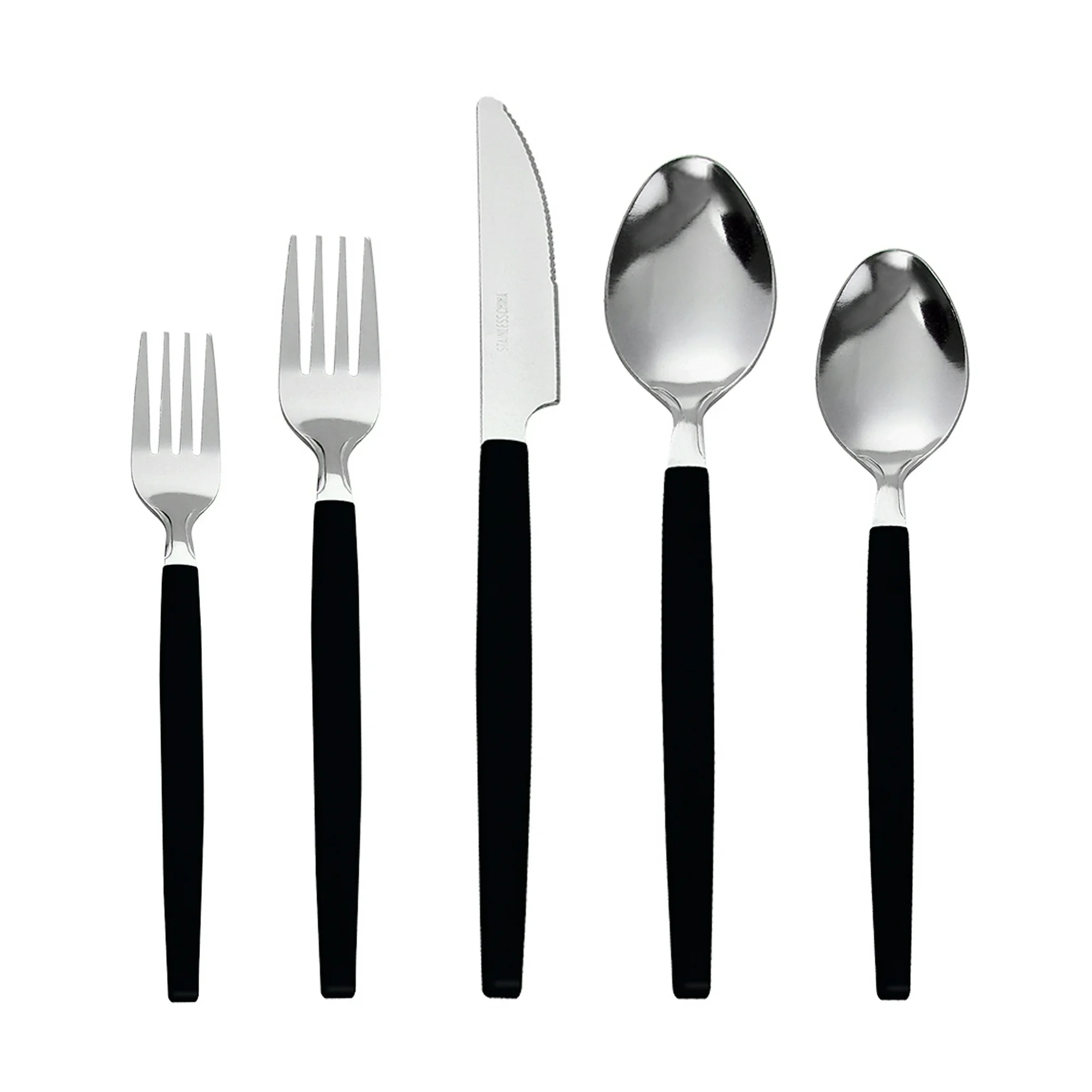 Mainstays 49-Piece Flatware Set with Black Stainless Steel and Organizer Tray Service for 8