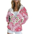 thumbnail image 2 of cocolona Hoodies for Women Casual Long Sleeve Zip Up Hooded Sweatshirts Fall Winter Fashion Floral Print Jacket Coats with Pockets, 2 of 6