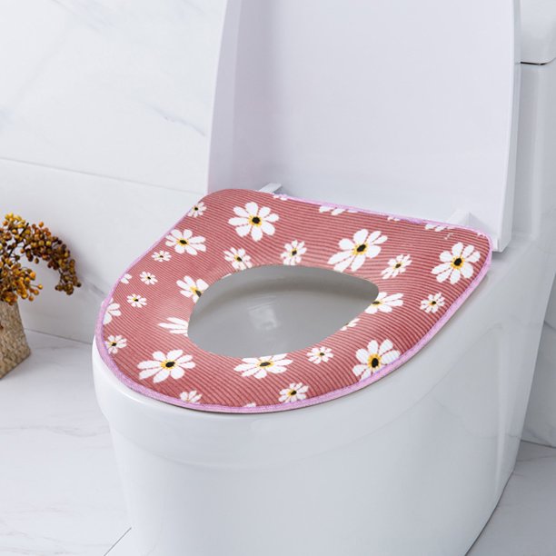 Prolriy Bathroom Warmer Toilet Seat Bowl Soft Adhesive Tape Flower
