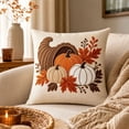 thumbnail image 6 of Thanksgiving Printed Linen Pillowcases 18X18 Inch, Fall Pillow Cover, Holiday Decoration Cushion Cover with Pumpkin Pattern for Living Room Bedroom, 6 of 7