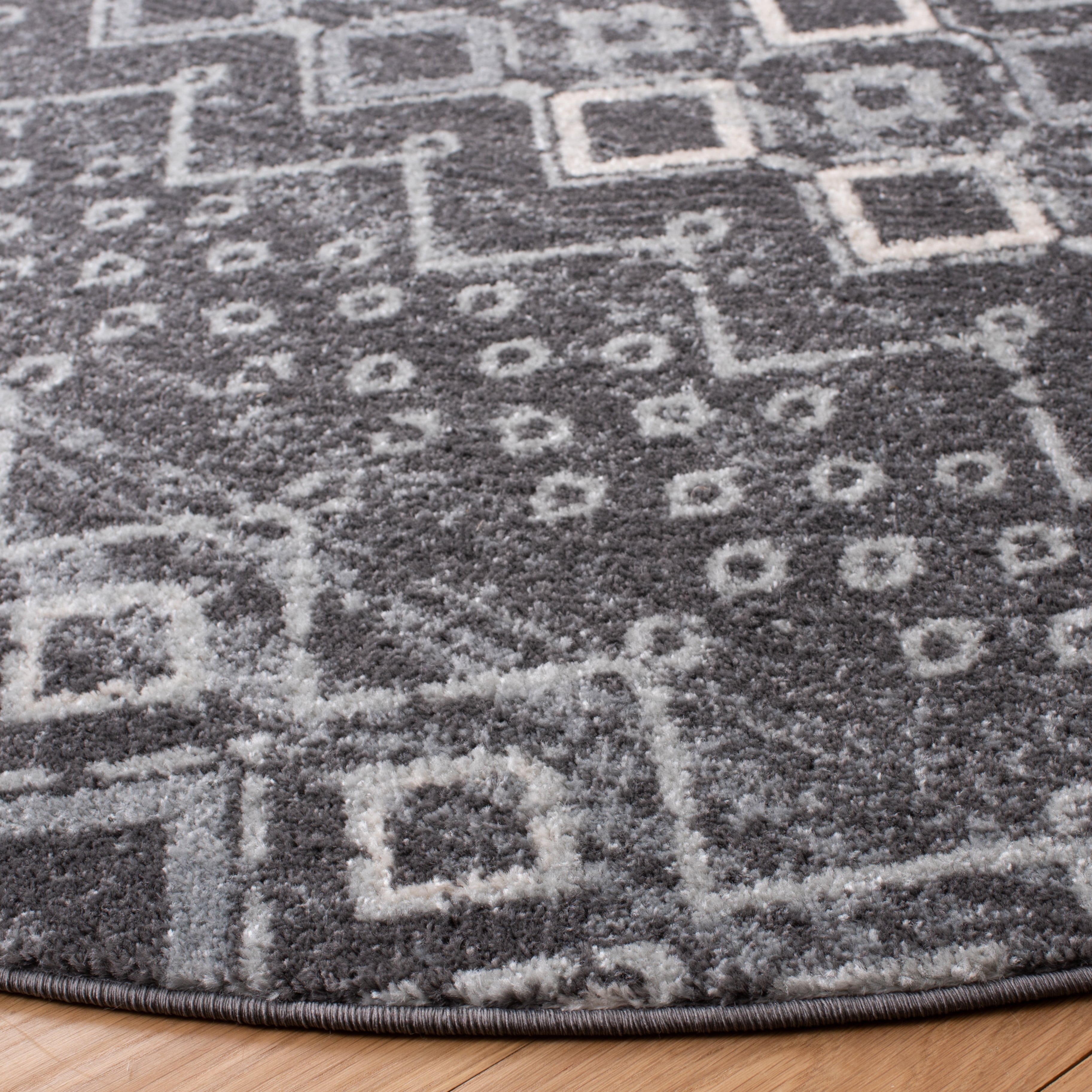 Safavieh Amsterdam Gladwin Geometric Area Rug, Dark Gray/Light Gray, 8' x 8' Round