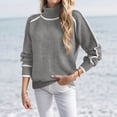 thumbnail image 2 of SGMVNU Chandails d'Automne pour Femmes Tendance 2025 Mignon Col Roulé Manches Longues Bloc de Couleur Tricot (Argent, m), 2 of 6