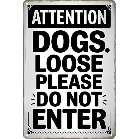Dogs Loose Please Do Not Enter - 8"x12" Retro Metal Tin Sign, Street Club Pub Man Cave Store Warning Decor