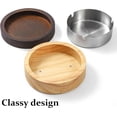 thumbnail image 3 of Lindos ceniceros para cigarrillos Bandeja de ceniza sin humo con revestimiento de acero inoxidable Cenicero de madera a prueba de viento con tapa para el hogar, oficina, mesa, patio exterior, 3 of 5