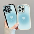 thumbnail image 2 of Love Heart Gradient Sweet Bright Color Cute Silicone Case for Women Girls Compatible with iPhone Case (iPhone 14 Pro,Blue White), 2 of 7