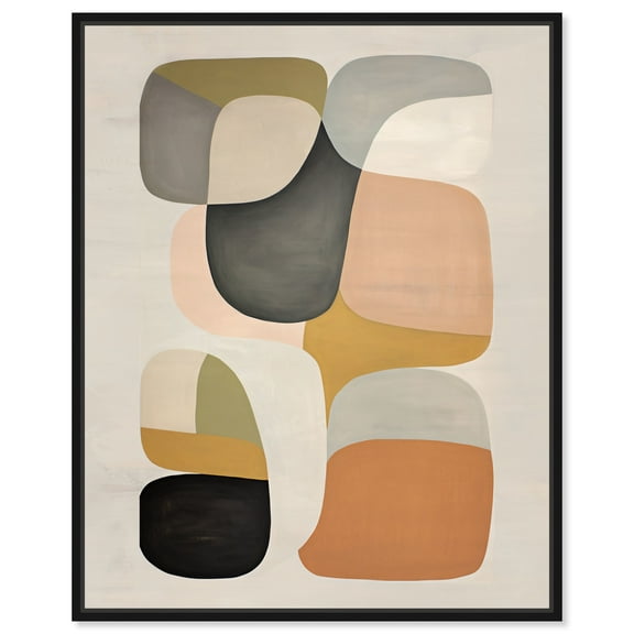 Soft Spot Boho Neutral Abstract Canvas Wall Art by Art Remedy, Black Floater Frame, 16"x20"