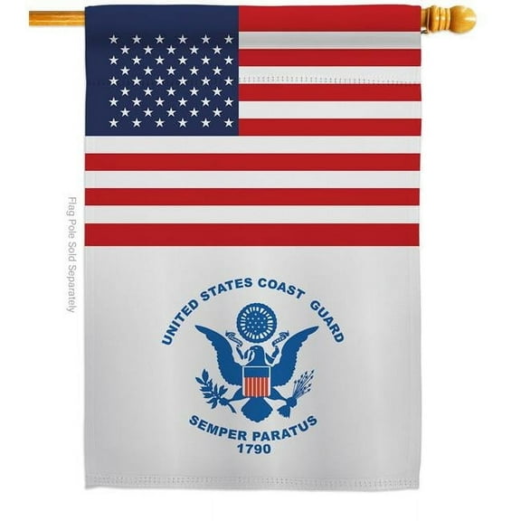 Americana Home & Garden H140734-BO 28 x 40 in. US Coast Guard House Flag with Armed Forces Double-Sided Decorative Vertical Flags Decoration Banner Garden Yard Gift