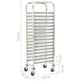 thumbnail image 6 of vidaXL Kitchen Trolley for 16 Trays 15"x21.7"x64.2" Stainless Steel, 6 of 6