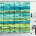 thumbnail image 2 of Shower Curtain Abstract Bright Blue and Green Waves Stripped Watercolor Brush Drawn Waterproof Polyester Fabric Set with Hooks 60"W x 72"L (Pack of 1), 2 of 6