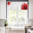 thumbnail image 3 of Pink Flower Kitchen Curtains, Boho Modern Floral Abstract Ombre Leaf White 3-Piece Kitchen Curtain Valance and Tiers Set 36 Inch Length, Rod Pocket Half Window Curtains for Cafe Living Room Bathroom, 3 of 6