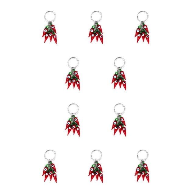 Inteprter Metal Keychain Pepper Rings Home Door Woman Handbag Man Keyrings Holder Chili Key Fashion Portable Hanging Car Chain uno 10piezas
