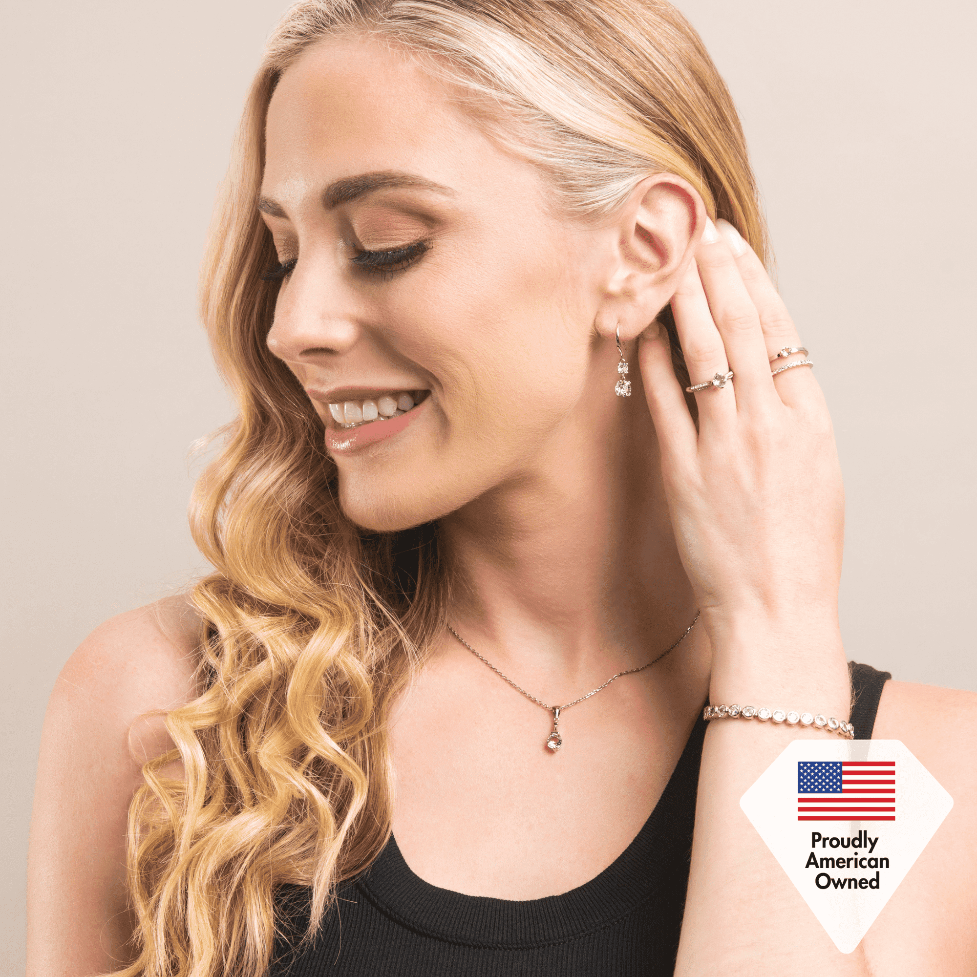 Cate & Chloe Pack of 3 - McKenzie, Kadence & Betty 18k White Gold Plated Earrings with  Swarovski Crystals for Women