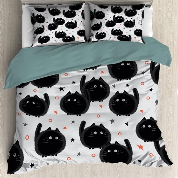 Cats Cute Funda Nórdica Queen 90 x 90 en Ultra Suave Microfibra Lavada Comforter