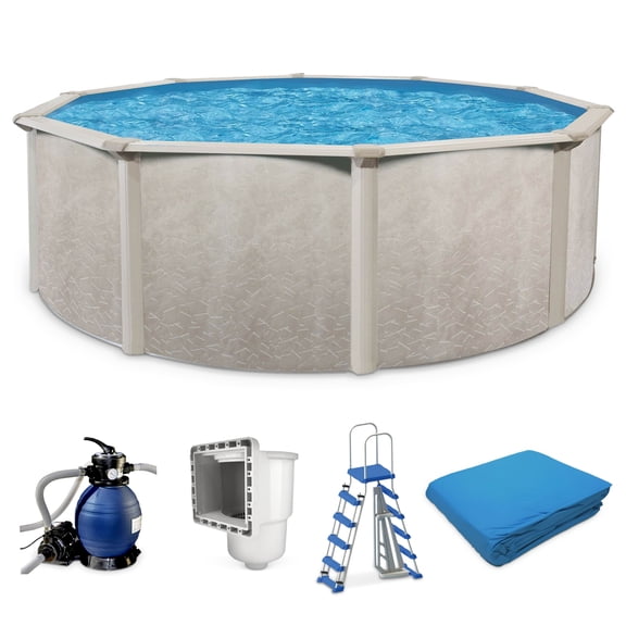 Aquarian Phoenix Steel Outdoor Above Ground Swimming Pool Kit, Gray