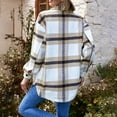 thumbnail image 4 of Fashion Flannel Plaid Jackets for Womens 2024 Plus Size Long Sleeve Button Shirts Jacket Coats With Side Pockets, 4 of 6
