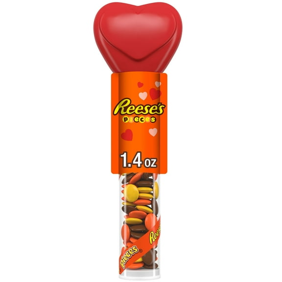 Reese's Pieces Peanut Butter in a Crunchy Shell Valentine's Candy, Plastic Cane 1.4 oz