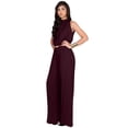thumbnail image 4 of KOH KOH Long Pants Jumpsuit Formal One Piece Cocktail Evening Fall Dressy Pantsuit Romper Workwear Casual Outfit Tall Sleeveless Playsuit For Women Maroon Wine Red Large US 12-14 NT202, 4 of 6