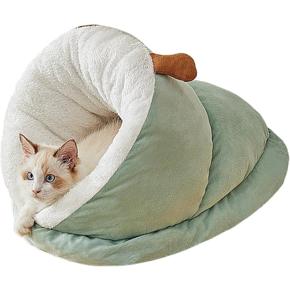 Plush Cat Cave Bed, Cozy Sleeping Bag for Indoor Cats and Small Dogs