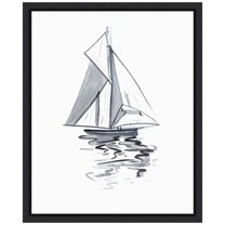 Amanti Art Line Boat I Framed Canvas Wall Art Print