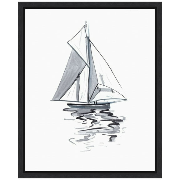 Amanti Art Line Boat I Framed Canvas Wall Art Print