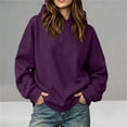 thumbnail image 3 of Women's Warm Hoodies Pullover Casual Comfortable Solid Hoodie Loose Long Sleeve Hooded Sweatshirt Blouse, 3 of 9