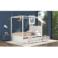 thumbnail image 4 of Queen Size Canopy Platform Bed with Twin Size Trundle and Three Storage Drawers,White, 4 of 6