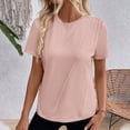 thumbnail image 5 of Women's Casual Fashion Solid Color Crew Neck Short Sleeve Pullover T Shirt For Casual Occasions, 5 of 8