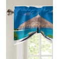 thumbnail image 2 of Beach Palm Trees Blue Sea Window Curtain Kitchen Cabinet Coffee Tie-Up Valance Curtain Rod Pocket Short Curtain, 2 of 6