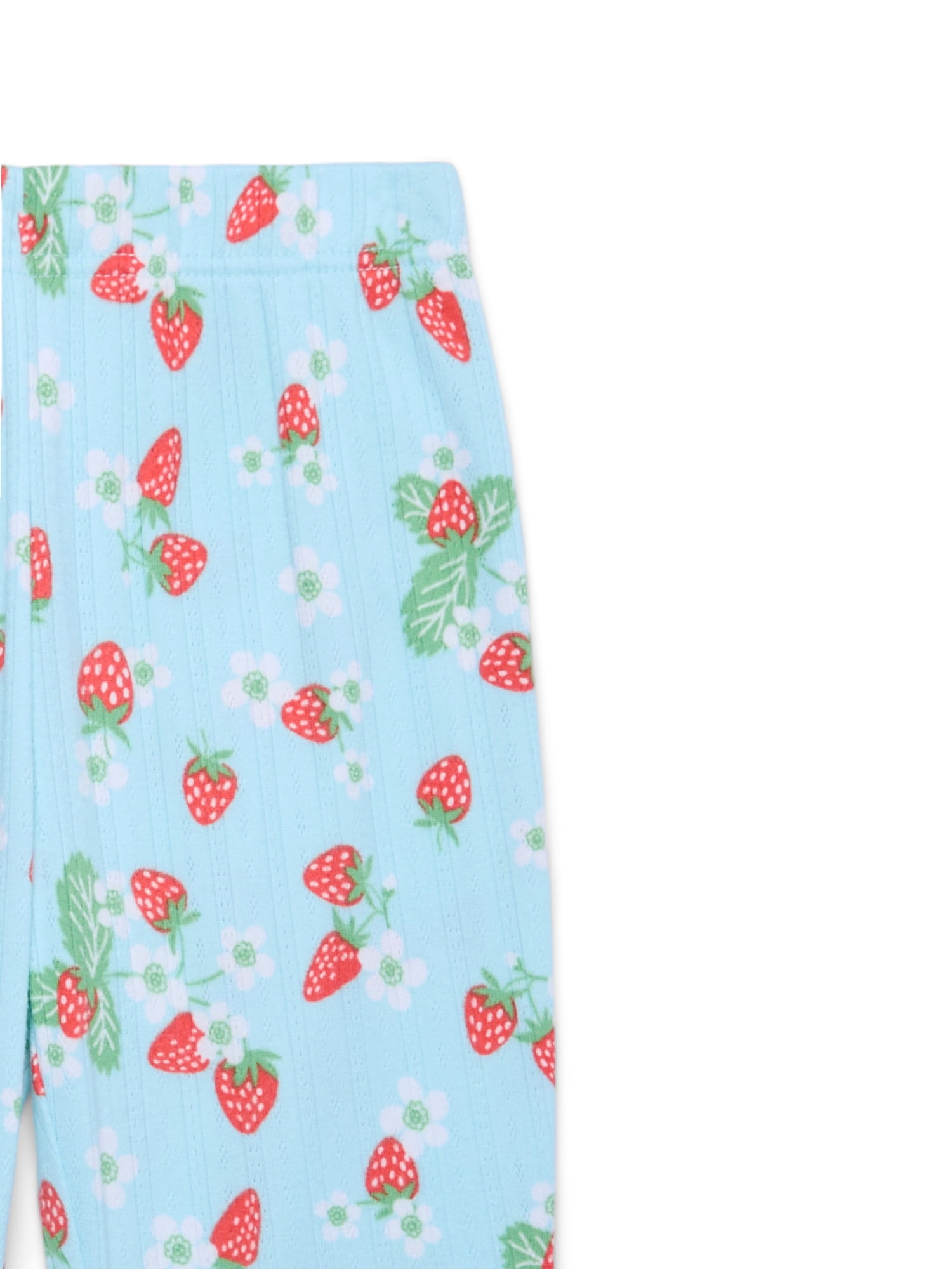Wonder Nation Girls Pointelle Top and Flare Pants Pajama Set, 2-Piece, Sizes 4-18 Plus