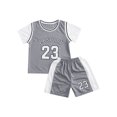 thumbnail image 5 of YUUMIN 2 Piece Tracksuit for Boys Girls Short Athletic T-shirts with Shorts Football Basketball Team Gray 160, 5 of 7