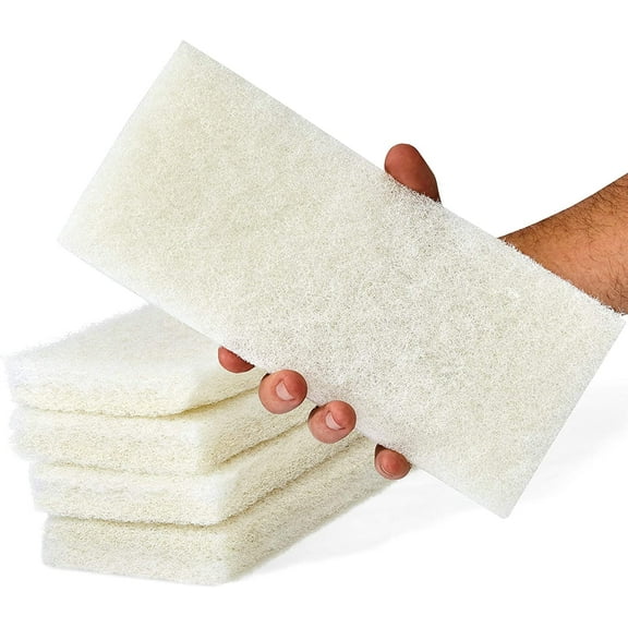 Mop Mob 10" x 4.5" Commercial-Grade Non-Abrasive White Sponge Cleaning Pad, 5 Pack