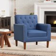 thumbnail image 2 of Gymax Mid Century Modern Accent Chair w/Button Tufted Decoration Rivets Home Office Blue, 2 of 8