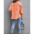 thumbnail image 4 of Ripped Jean Jacket for Women Distressed Washed Button Down Frayed Hem Denim Shacket with Pockets Shermie, 4 of 5