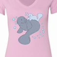 thumbnail image 4 of Inktastic Cute Manatees with Bubbles Women's V-Neck T-Shirt, 4 of 5
