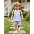 thumbnail image 5 of BemeyourBBs Kids Toddler Baby Boy Girl Back to School Outfit Pre Kindergarten Outfits Short Sleeve Pencil Apple Embroidery Striped Shirt and Shorts Set Toddler Baby Boy Girl Summer Clothes, 5 of 9