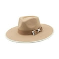 thumbnail image 3 of Sombrero de jazz para mujer, Fedora para adultos y niñas,Fiesta temática Festival Carnavales Versátil,Sombrero Fedora de ala grande de Caqui, 3 of 8