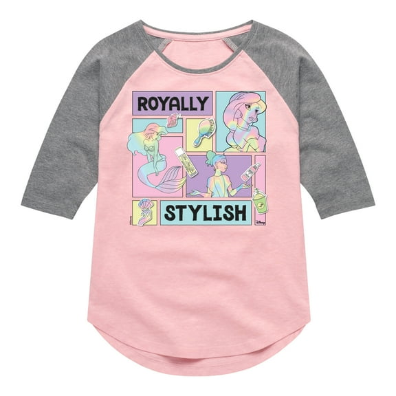 Disney Princess - Royally Stylish - Toddler & Youth Girls Raglan Graphic T-Shirt
